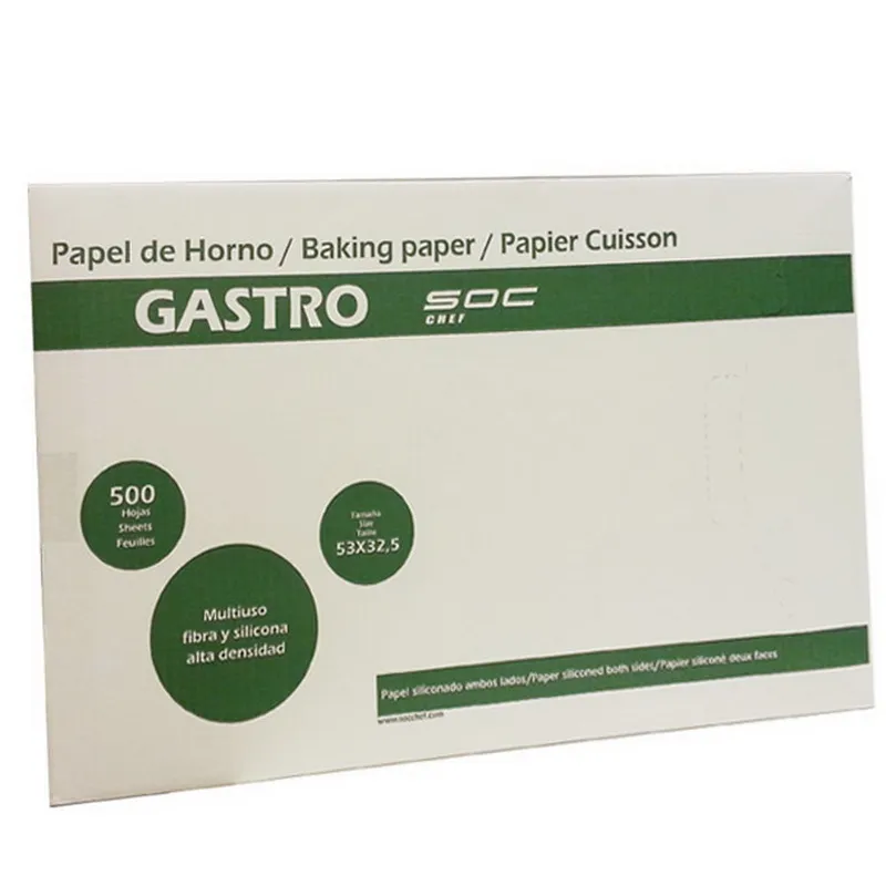 1 caja 500 hojas Papel horno bisiliconado GASTRO 53X32,5cm esp.waterproof