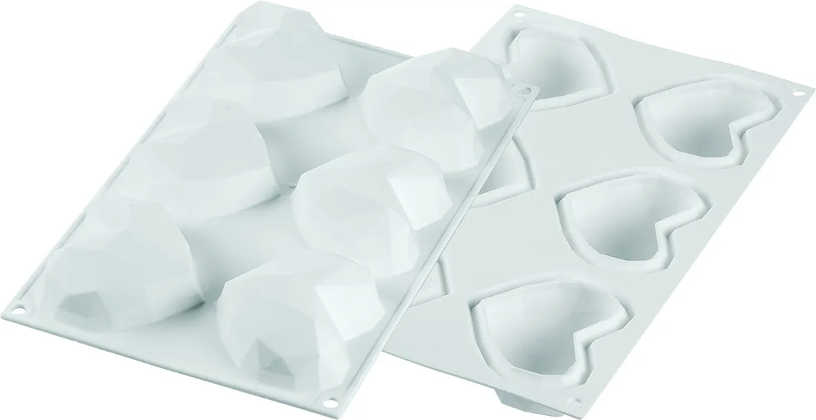 MOLDE SILICONA 6 CORAZONES ORIGAMI