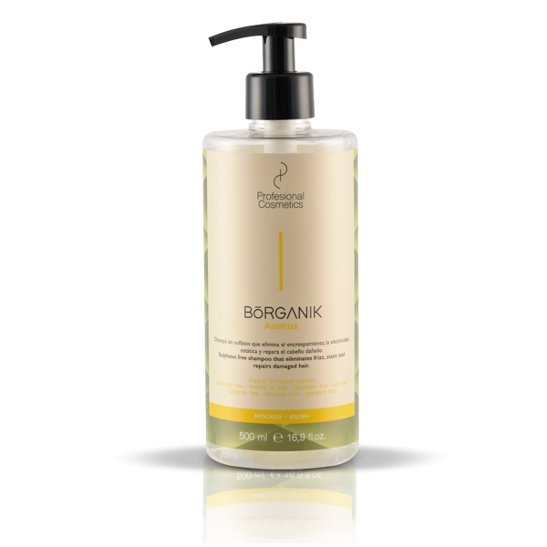 CHAMPÚ NATURAL ANTI FRIZZ PARA CABELLO ENCRESPADO LÍNEA BORGANIK DE PROFESIONAL COSMETICS