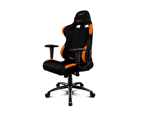 Silla Gaming Drift DR100BO – Reposabrazos 2D, Pistón Clase 4, Asiento y Respaldo Ajustable, Cojines Lumbar y Cervical, Negro/Naranja