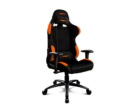 Silla Gaming Drift DR100BO – Reposabrazos 2D, Pistón Clase 4, Asiento y Respaldo Ajustable, Cojines Lumbar y Cervical, Negro/Naranja - Imagen 6
