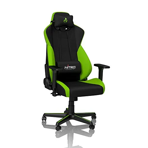 Silla Gaming Nitro Concepts S300 – 135 kg – Reclinable – Ajustable – Negro/Verde