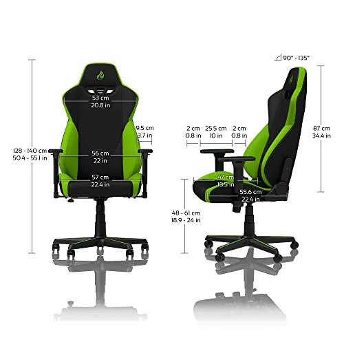 Silla Gaming Nitro Concepts S300 – 135 kg – Reclinable – Ajustable – Negro/Verde - Imagen 3
