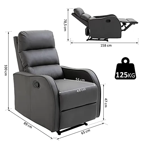 Sillón Relax HOMCOM Reclinable Manual con Reposapiés Retráctil - Imagen 3