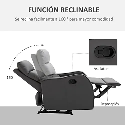 Sillón Relax HOMCOM Reclinable Manual con Reposapiés Retráctil - Imagen 4