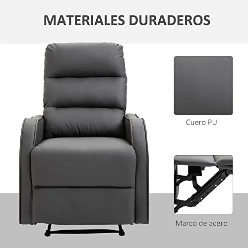 Sillón Relax HOMCOM Reclinable Manual con Reposapiés Retráctil - Imagen 6