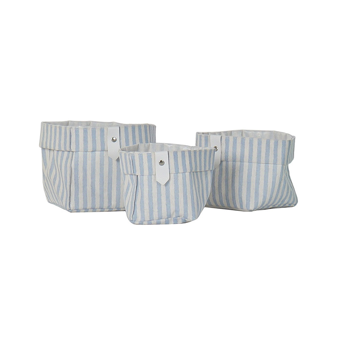 SET 3 CESTAS CUADRADAS RAYAS AZULES