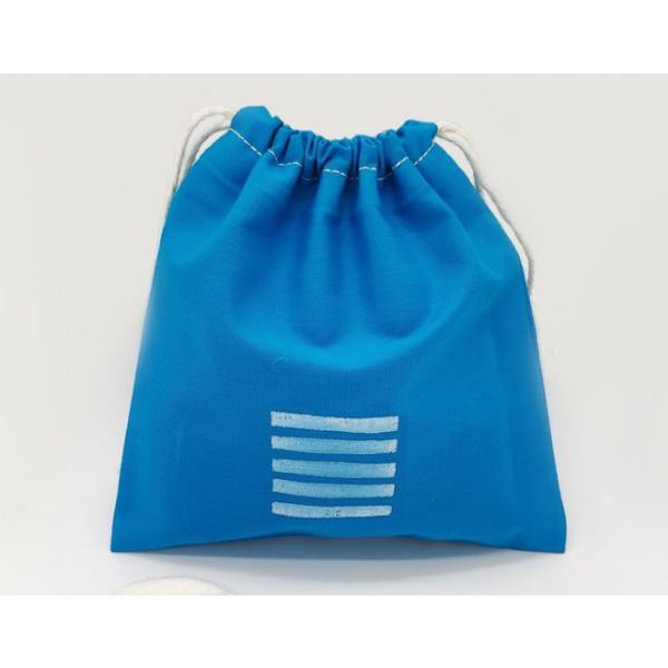 Bolsa de Algodón Orgánico para Discos Desmaquillantes – Azul Rayas