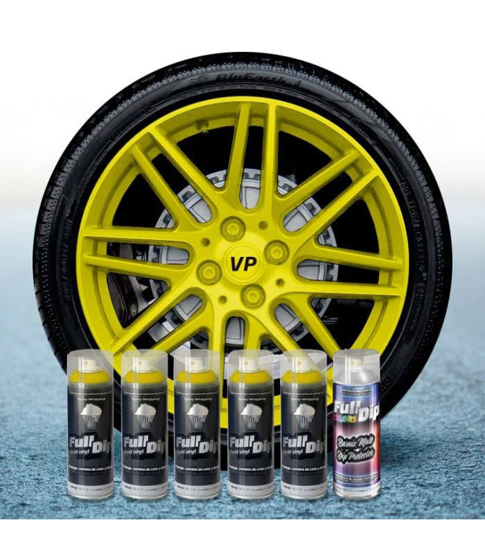 PACK 5 SPRAYS FULL DIP AMARILLO METALIZADO PROTECCION MATE